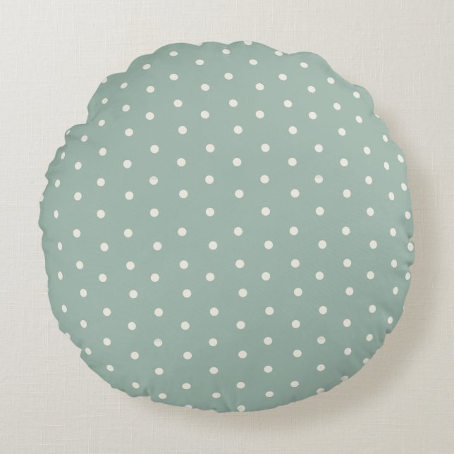 Relaxing Turquoise Polka Dot Baby Round Pillow (Front)
