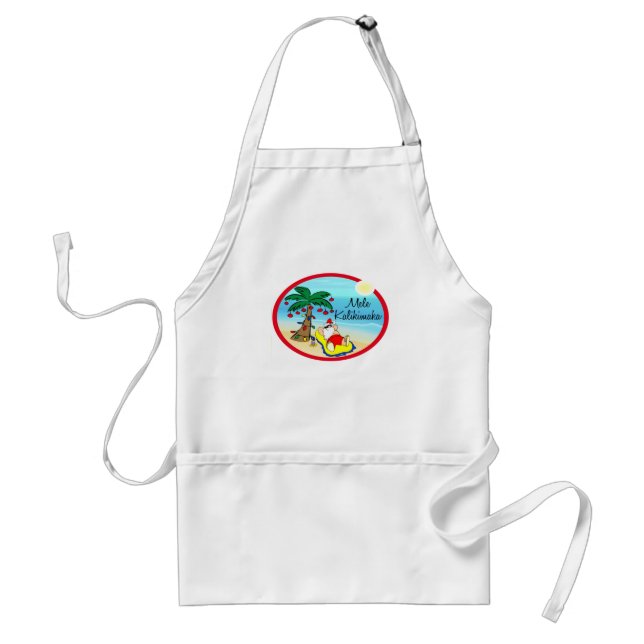 Relaxing under Palm Santa hawaiin Christmas Adult Apron (Front)