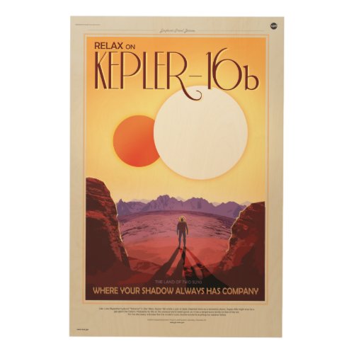 Relaxing vacation on Kepler 16b holiday advert Wood Wall Art