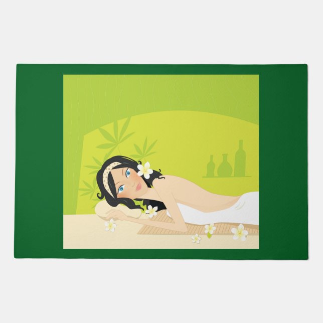 Relaxing Zen Spa Woman Tropical Wellness Doormat (Front)