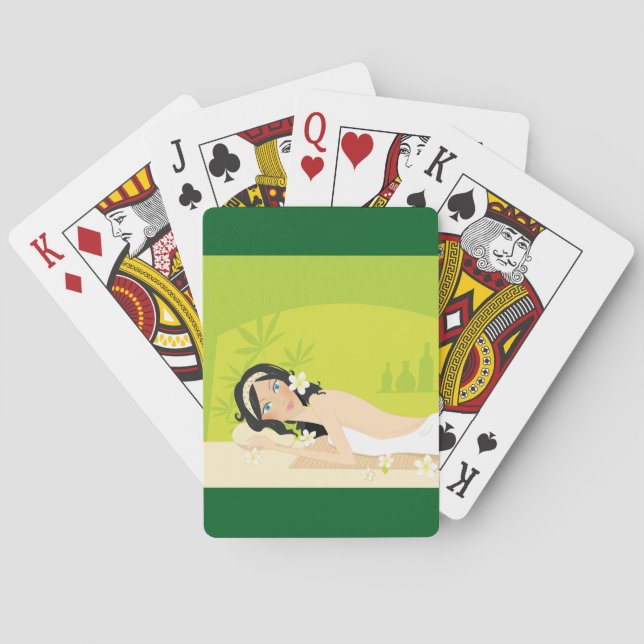 Relaxing Zen Spa Woman Tropical Wellness Poker Cards (Back)