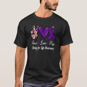 Relay for Life Awareness Peace Love Hope Purple Ri T-Shirt
