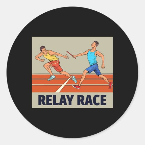 Relay Race Run Athlete Track and Field Running Classic Round Sticker