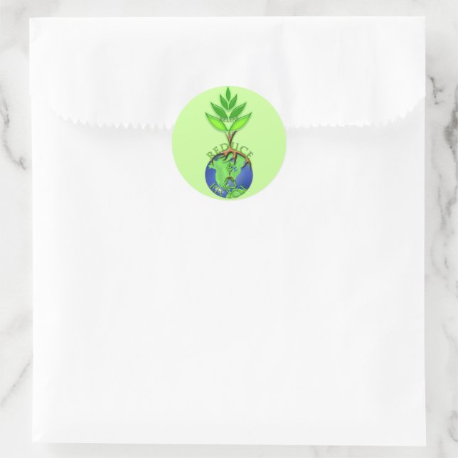 Releaf Reduce Recycle Classic Round Sticker (Bag)