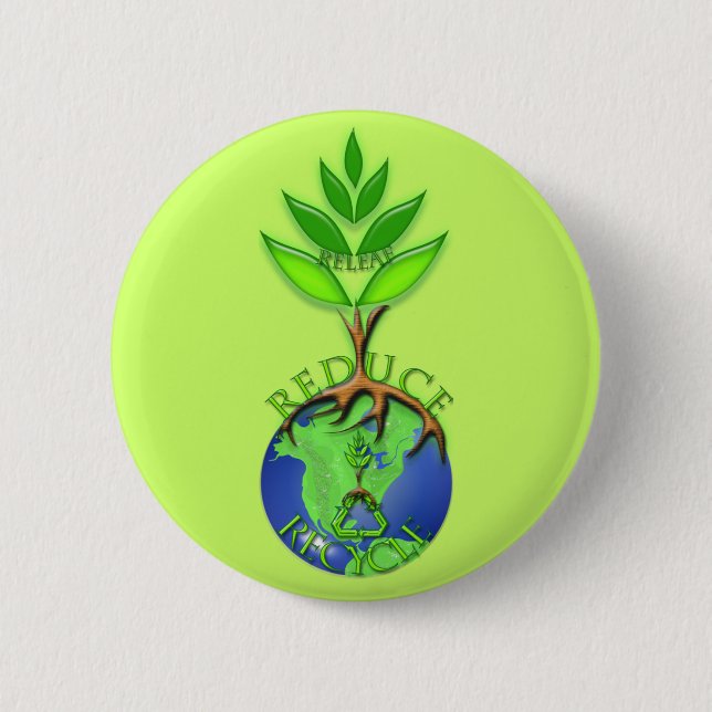 Releaf Reduce Recycle Pinback Button (Front)