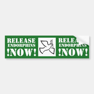 RELEASE ENDORPHINS NOW! funny bumpersticker Bumper Sticker
