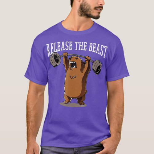 Release he Beast Gym Workout Bodybuilder Grizzly B T_Shirt