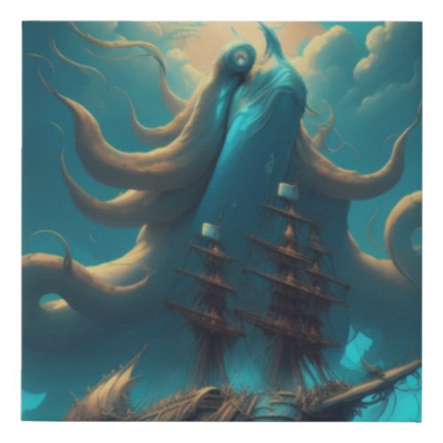 Release the Kraken Faux Canvas Print