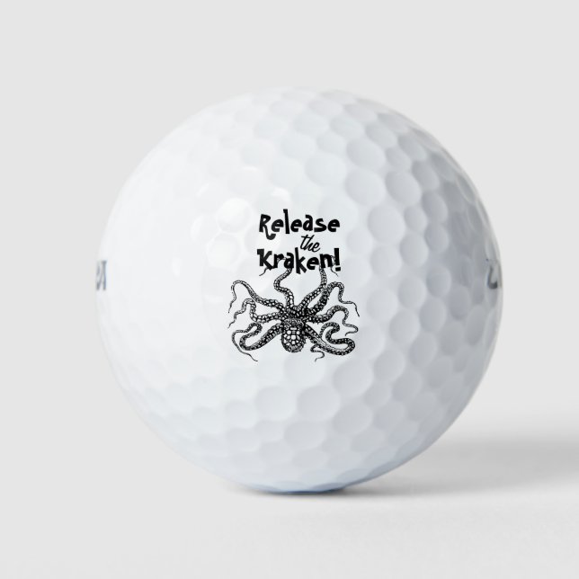 Release The Kraken Pirate Golfer Golf Balls (Front)