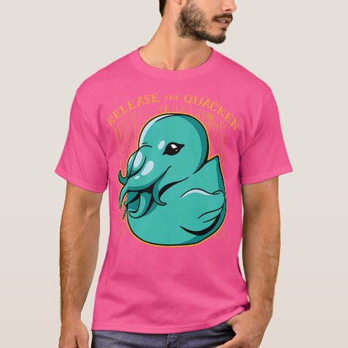 Release the Quacken Cute Rubber Duckie Kraken T_Shirt