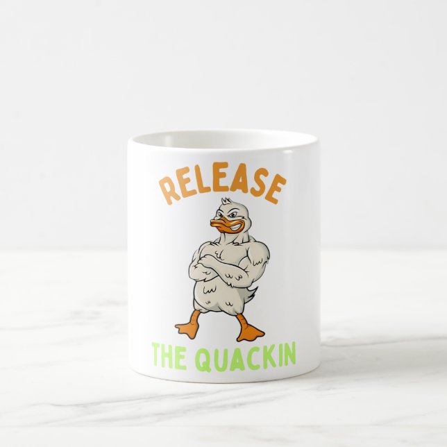 Release The Quackin Duck Gym Bodybuilder Coffee Mug (Center)