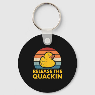 Release The Quackin Quote Rubber Duck Duckling Acc Keychain