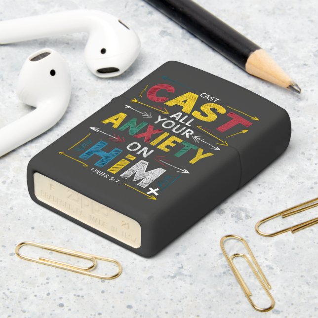 Release Your Worries, Embrace Peace Zippo Lighter (On Table 2)