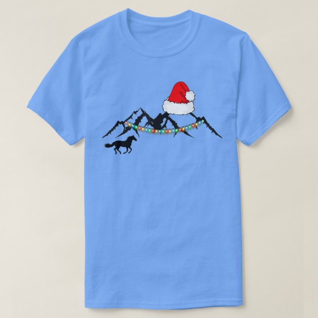 Relentless Designs Christmas Lights Horse Santa Ha T-Shirt (Design Front)