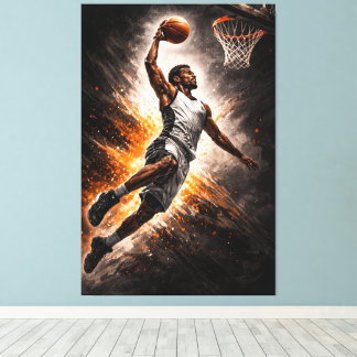 Relentless Elevation – Basketball Power Dunk Canvas Print