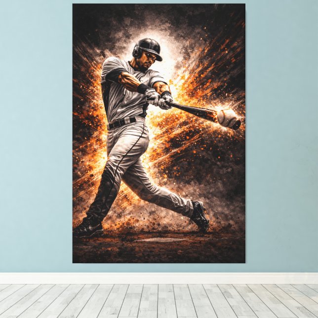 Relentless Impact – Baseball Power Swing Canvas Print (Insitu(Wood Floor))