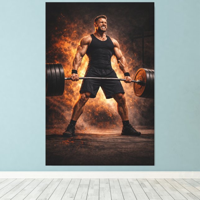 Relentless Strength – Heavy Deadlift Power Canvas Print (Insitu(Wood Floor))