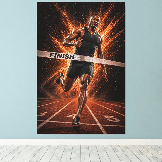 Relentless Velocity – Sprint Victory Canvas Print (Insitu(Wood Floor))
