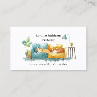 Reliable CAT Sitter Care Cute and Kawaii Business Card