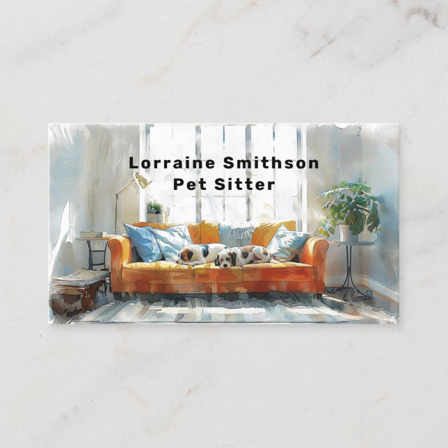 Reliable DOG Sitter Care Cute and Kawaii Business Business Card (Front)