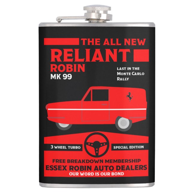Reliant Robin Car Flask (Front)