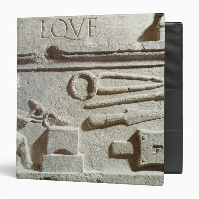 Relief depicting a blacksmith's shop and tools binder (Front/Inside)