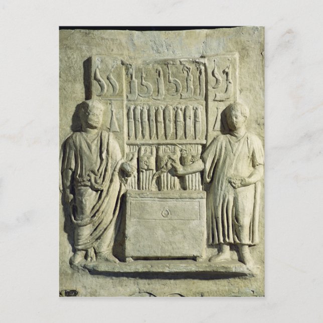 Relief depicting a cutlery shop postcard (Front)