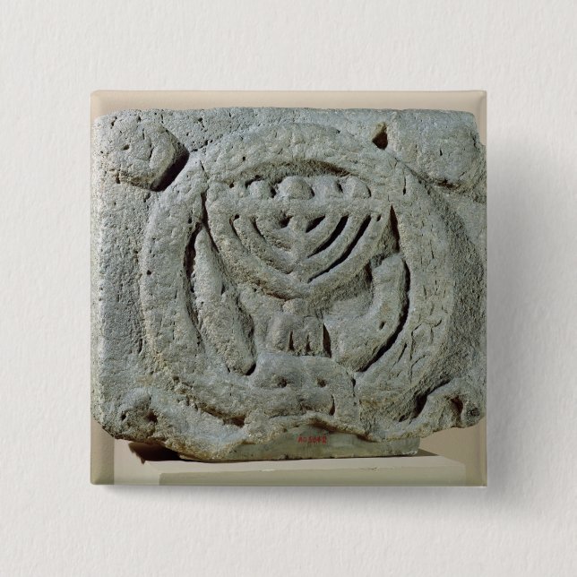 Relief depicting a menorah button (Front)
