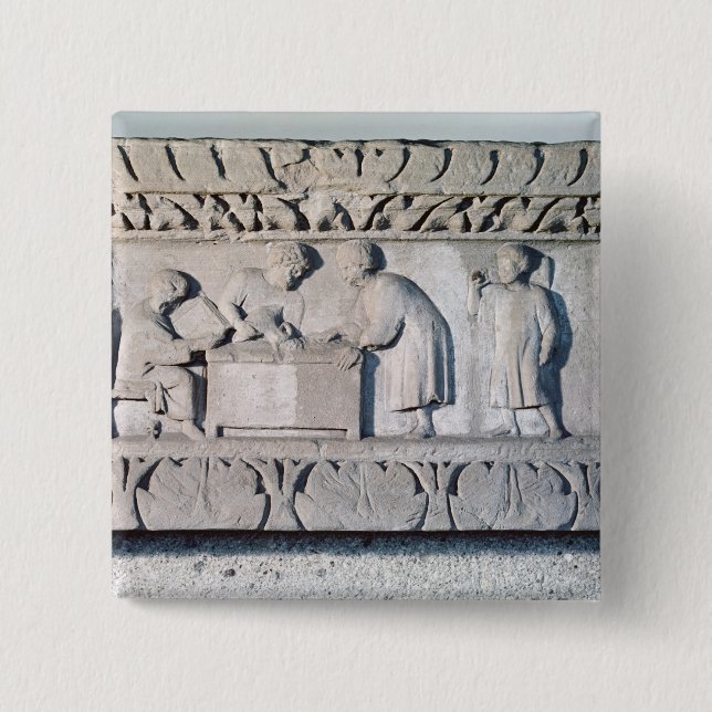 Relief depicting a tax collecting scene button (Front)