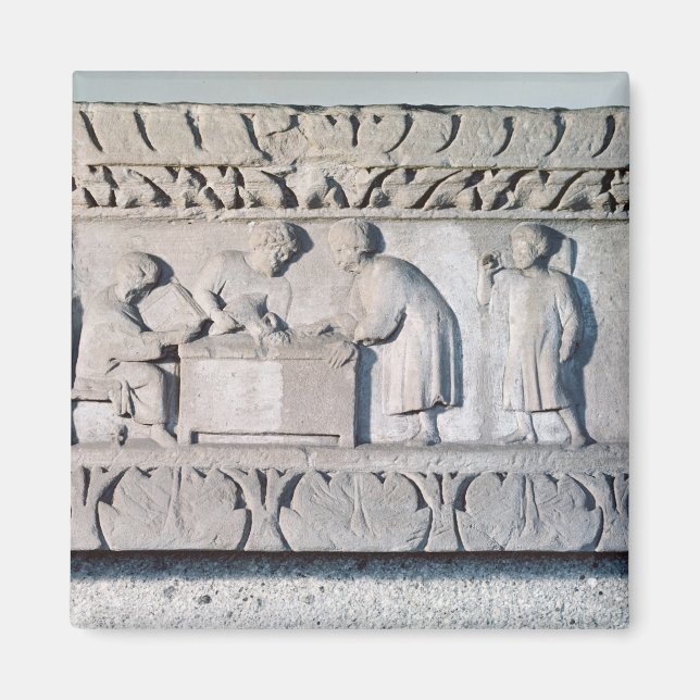 Relief depicting a tax collecting scene magnet (Front)