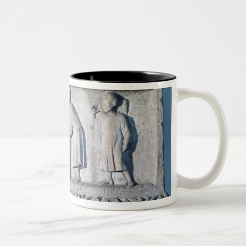 Relief depicting a tax collecting scene Two_Tone coffee mug