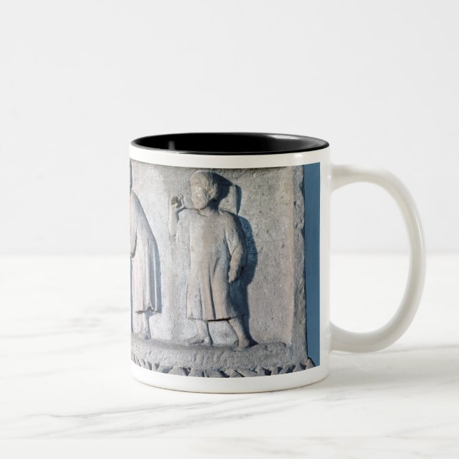 Relief depicting a tax collecting scene Two-Tone coffee mug (Right)