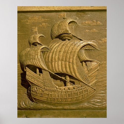 Relief depicting a Venetian galleon Poster