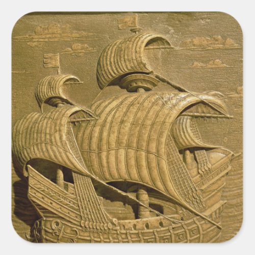 Relief depicting a Venetian galleon Square Sticker