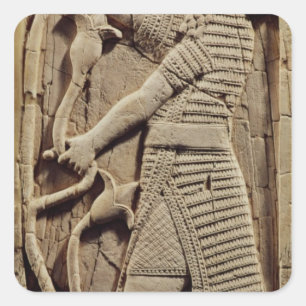Relief depicting a warrior square sticker