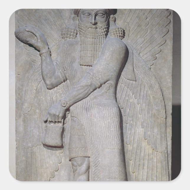 Relief depicting a Winged Genie Square Sticker (Front)