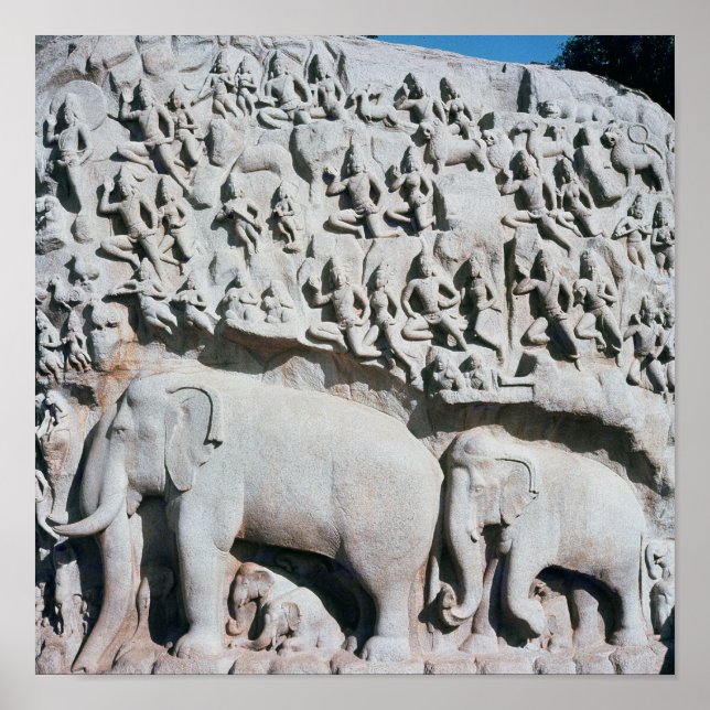 Relief depicting Arjuna's penance Poster (Front)