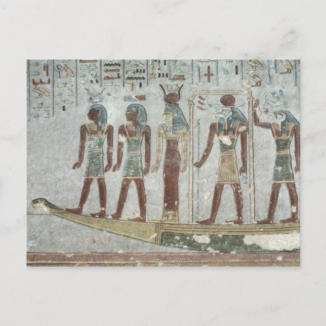 Relief depicting Khnum in a funerary  barque Postcard (Front)