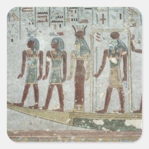 Relief depicting Khnum in a funerary barque Square Sticker