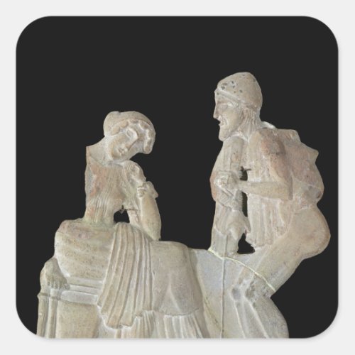 Relief depicting Odysseus and Penelope Square Sticker