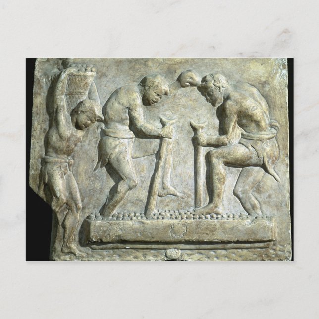Relief depicting pavers postcard (Front)