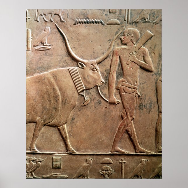 Relief depicting peasant leading cow to poster (Front)