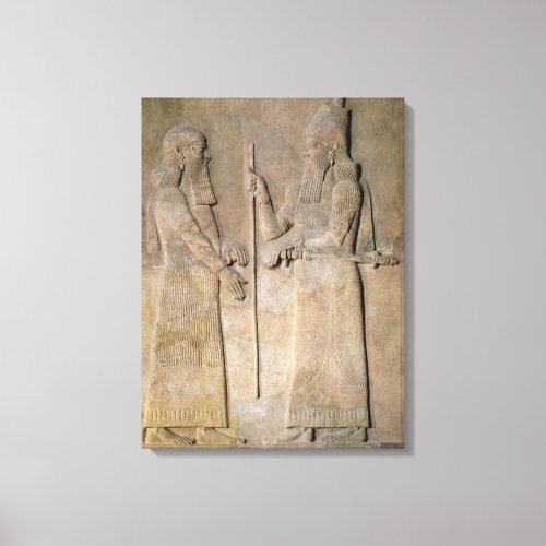 Relief depicting Sargon II  and a vizier Canvas Print