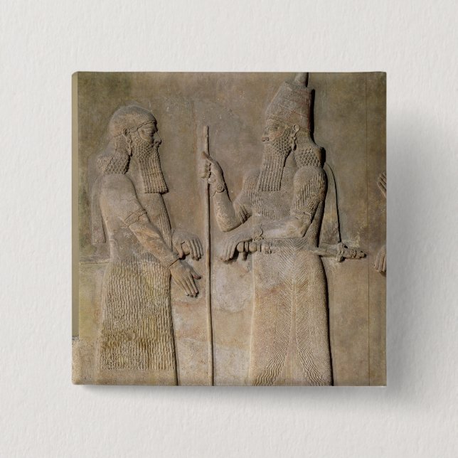 Relief depicting Sargon II  and a vizier Pinback Button (Front)