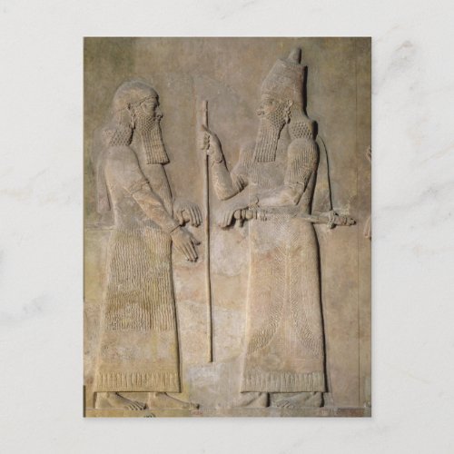 Relief depicting Sargon II  and a vizier Postcard