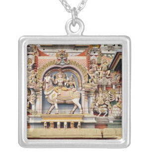 Relief depicting Shiva and Parvati riding Silver Plated Necklace