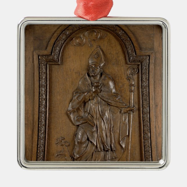 Relief depicting St. Medard  Bishop Metal Ornament (Front)