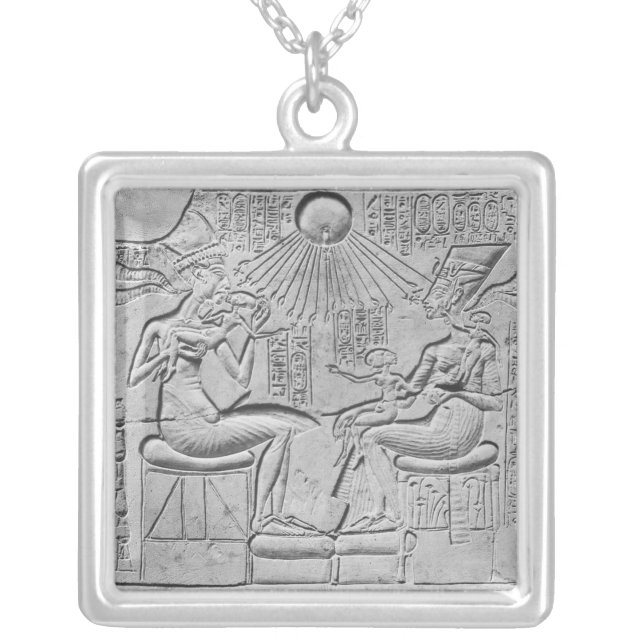 Relief depicting the Aten giving life Silver Plated Necklace (Front)