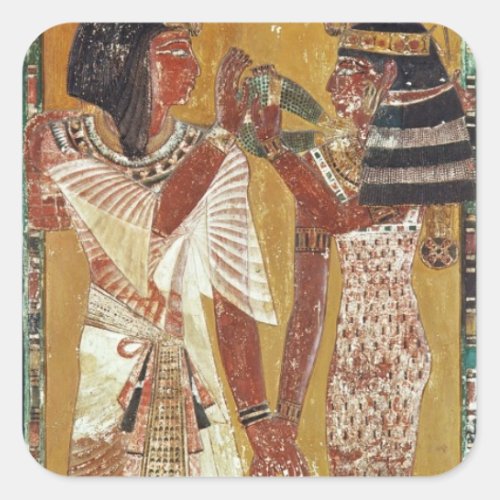 Relief depicting the Goddess Hathor placing Square Sticker
