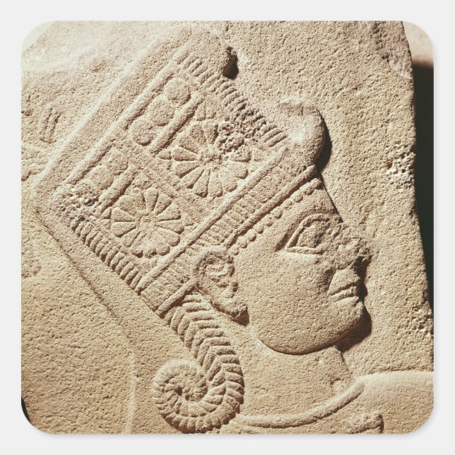 Relief depicting the head of a young prince square sticker (Front)
